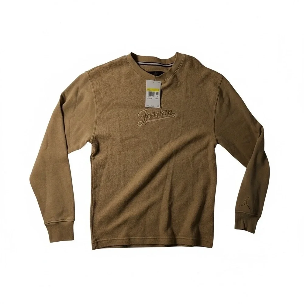 Jordan Essentials Sweatshirt Mens Small Tan Free‎ Jordan Headband NEW FN4607-244